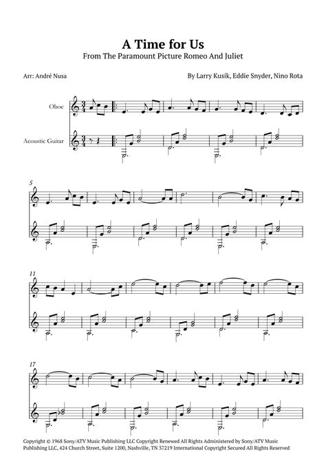 A Time For Us Love Theme Arr Andr Nusa Sheet Music Nino Rota