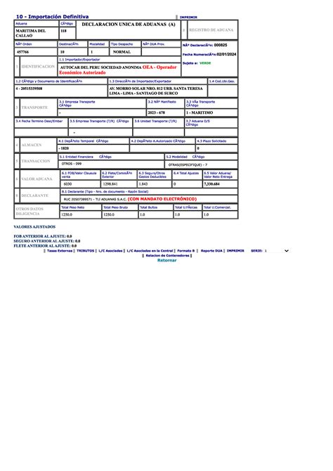 Declaracion Unica De Aduanas 1