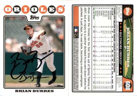 Carte Sign E Brian Burres Topps Baltimore Orioles Auto Au Eur