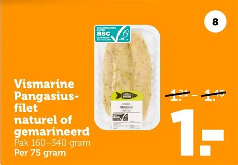 Vismarine Pangasius Filet Naturel Of Gemarineerd Per Gram Aanbieding