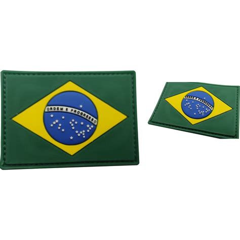 Patch Emblema Bandeira Do Brasil Emborrachado Velcro Para Airsoft