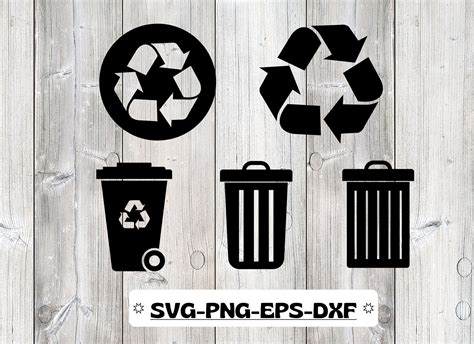 Symboles De D Chets Svg Dxf Corbeille Recycle Svg Bac Etsy France