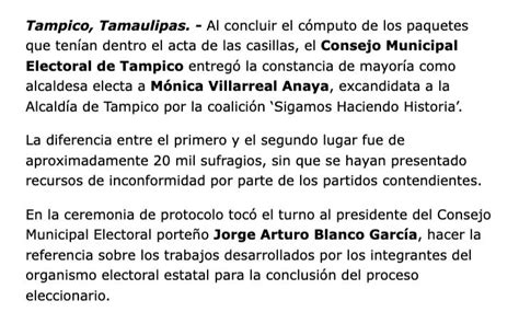 Recibe M Nica Villarreal Constancia De Mayor A Como Alcaldesa Electa De