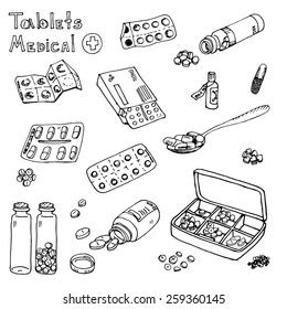 Hand Drawn Medicine Doodle Icons Set Stock Vector Royalty Free