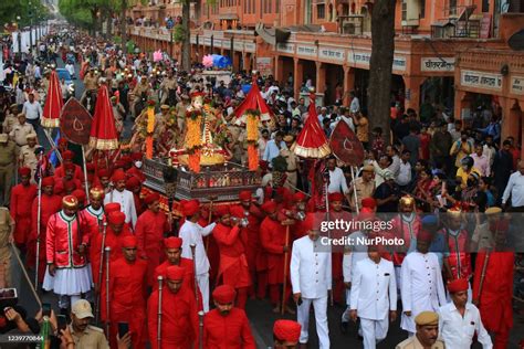 A Traditional Gangaur Procession Makes Way Through Tripolia Gate On News Photo Getty Images