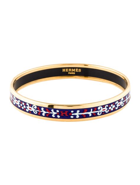 Hermès Enamel Calèche Narrow Bangle Black 18K Yellow Gold Plated