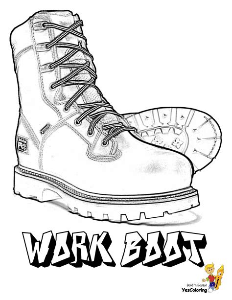 Coloring Pages Work Boots