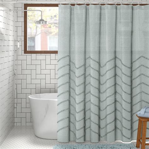 Lush Decor Chenille Chevron Cotton Geometric Single Shower Curtain