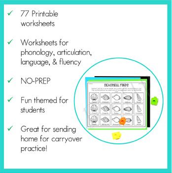 Summer Speech Therapy Homework Carryover Practice Activity Worksheets