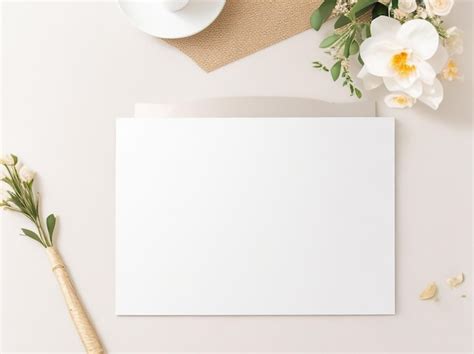 Premium AI Image Blank Paper Card Mockup On Neutral Beige