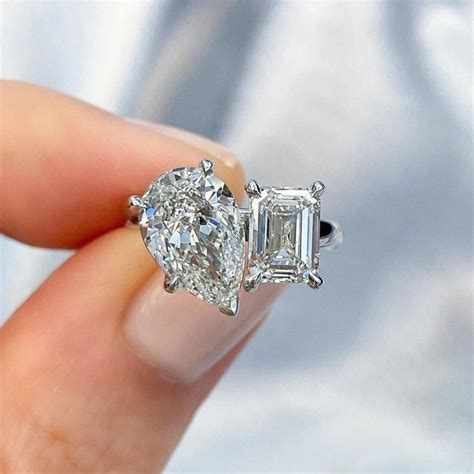 Toi Et Moi Diamond Ring Pear And Emerald Cut Diamond Ring K Gold