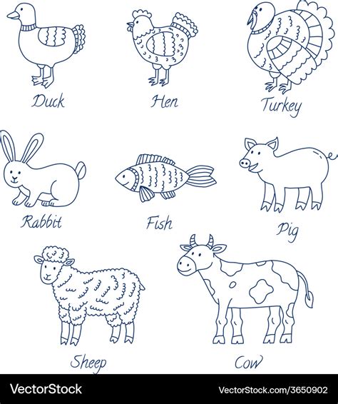 Farm animals cartoon set Royalty Free Vector Image