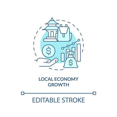 Local economy growth turquoise concept icon. Tourists engaging