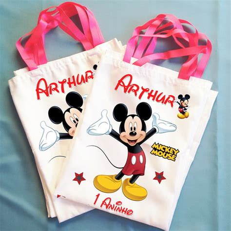 Bolsinha Ecobag Sacolinha Personalizada Mickey Mouse Elo