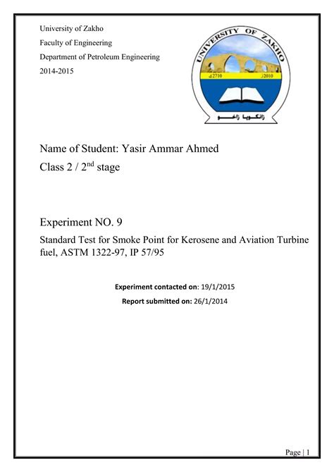 Standard Test for Smoke Point for Kerosene and Aviation Turbine fuel