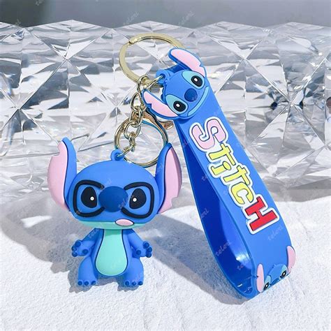 Stitch Keychain Cartoon Mickey Mouse Minnie Lilo Stitch Pooh Donald