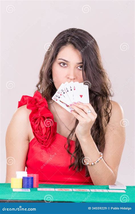 Pretty Young Woman Holding Playing Cards Stock Image Image Of