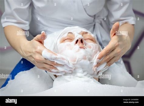 Close Up Beautician Doctor Hands Making Anti Age Procedures Applying