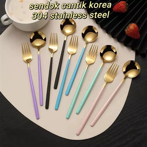 Jual Alat Makan Set Korea Stainless Steel Sendok Garpu Sumpit Matte