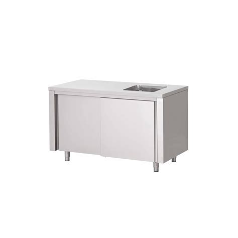 Table armoire inox centrale du chef 1 évier P 700 x H 850 mm 2 po