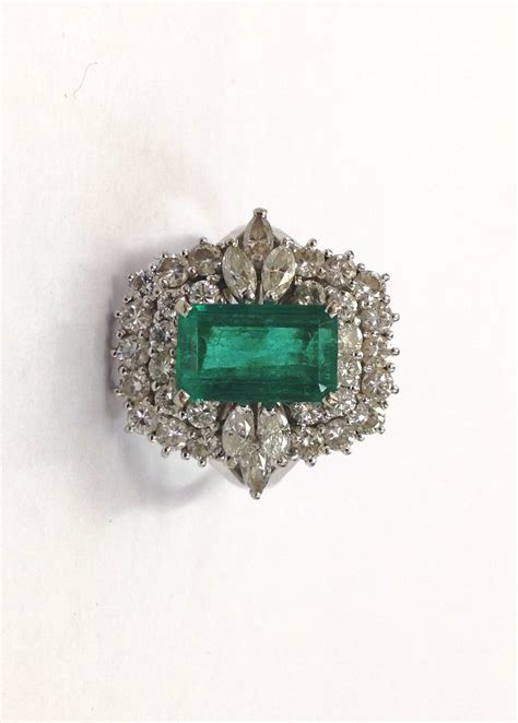 Emerald and Diamond Cluster Ring - Shapiro Auctioneers