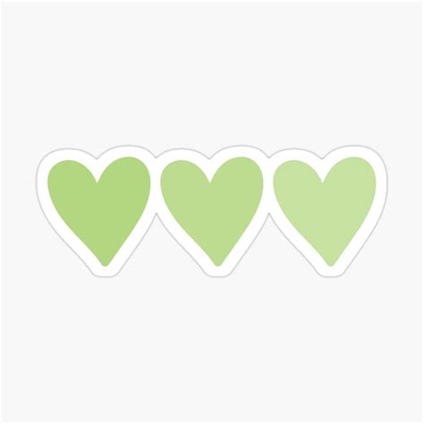 Three Green Hearts Stickers On A White Background