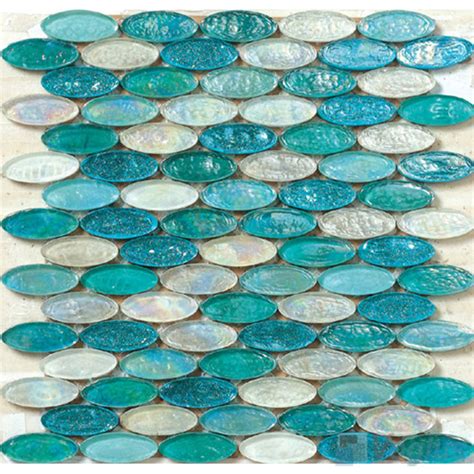 Turquoise Oval Shape Glass Mosaic Tile Vg Uvl96 Voglus Mosaic