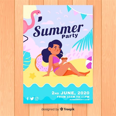 Plantilla De P Ster De Fiesta De Verano Dibujado A Mano Vector Gratis