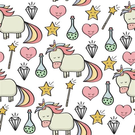 Premium Vector Doodle Seamless Pattern With Unicorns