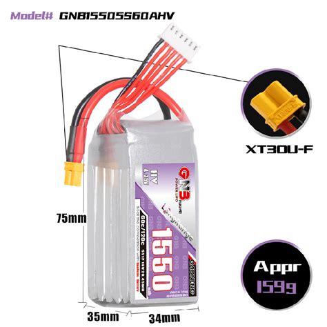 GNB 1550mAh 5S 60C LiHV Battery HobbyRC UK