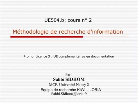 Ppt Ue B Cours N M Thodologie De Recherche D Information