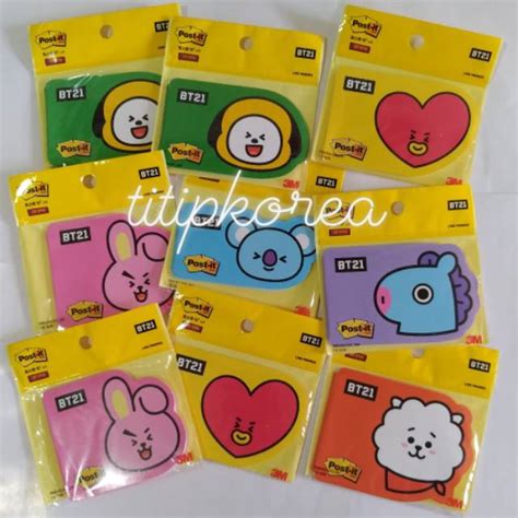 Jual READY STOCK BT21 POST IT NOTE OFFICIAL BT21 LINE FRIENDS 3M