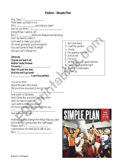 Letra Simple Plan Perfect - 7