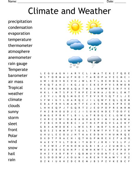 Climate And Weather Word Search Wordmint