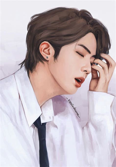 Pin oleh V di -BTS • Kim seokjin | Bts fanart, Bts jin, Gambar wajah