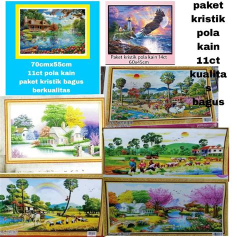 Jual Paket Kristik Pola Kain 11ct Pemandangan Panen Padi Pemandangan