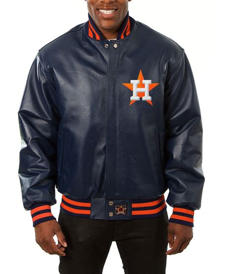 Mens Bomber Blue Houston Astros Leather Jacket Jackets Expert