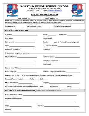 Kokstad College Application Form Printable Forms Free Online