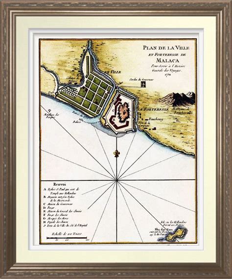 Malaka 1750 Vintage Map Print Vintage Map Of Old Malacca Malaka