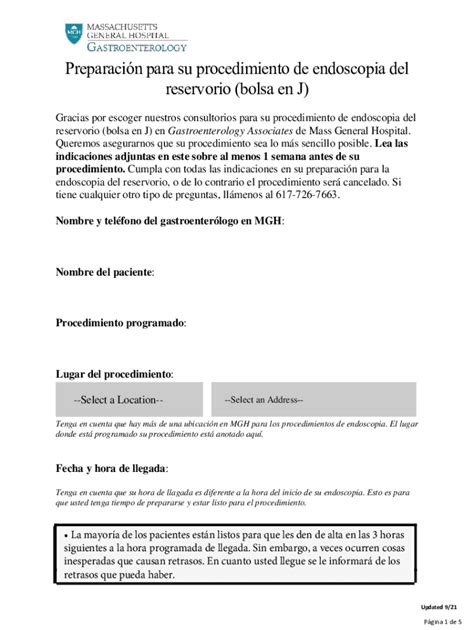 Completable En L Nea Preparacin Para Su Procedimiento De Endoscopia Del