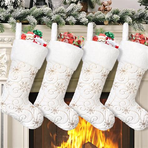 Dremisland Christmas Stockings Pack Inch Snowy White Christmas