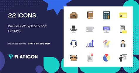 Business Workplace office Flat Style Icon Pack | Flat | 22 .SVG Icons