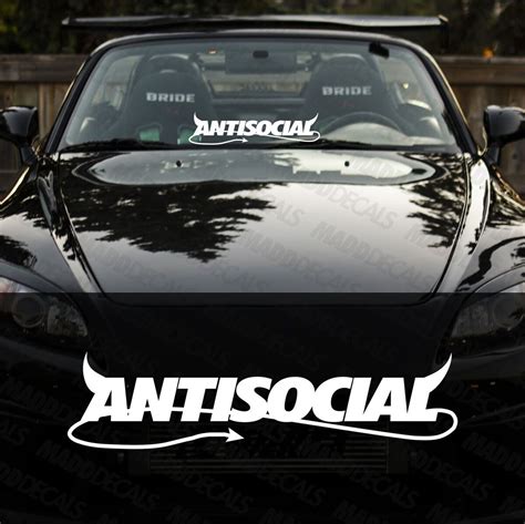 Antisocial Devil Horn Windshield Banner Jdm Sticker Vinyl Decal Jdm