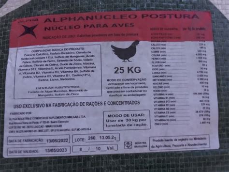 Núcleo Postura 3 Galinha Codorna 25 Kg Faz 850 Kg De Ração