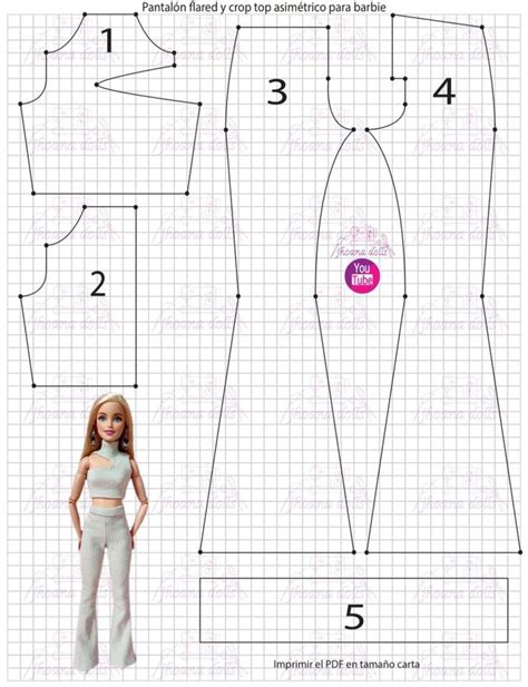 Pantalón Y Crop Top Para Barbie Sewing Barbie Clothes Barbie Clothes