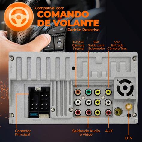 Central Multimídia Gol Voyage Saveiro G5 2 Din 7 Bluetooth Espelhamento