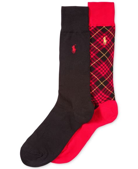 Ralph Lauren Polo Mens Holiday Tartan Dress Crew Socks 2 Pack In Red For Men Lyst