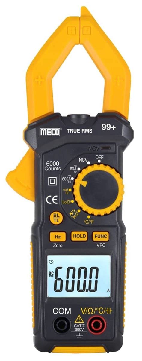 Meco 99 Clampmeter 600A DC AC TRMS Auto Ranging 3 Digit 6000 Counts