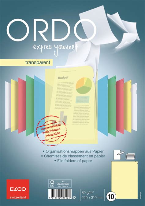 ELCO Dossier Ordo A4 73696 74 transparent jaune 10 pièces Ecomedia AG