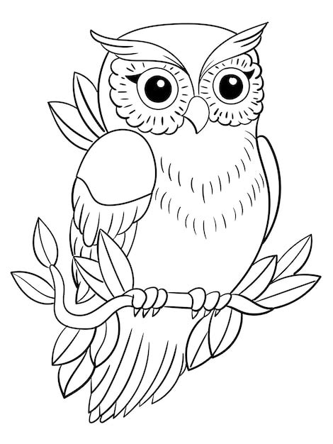 Premium Vector Cute Owl Outline For Coloring Book